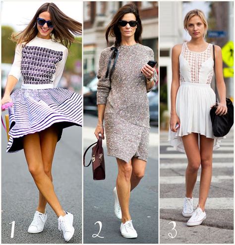 white sneakers with dresses.